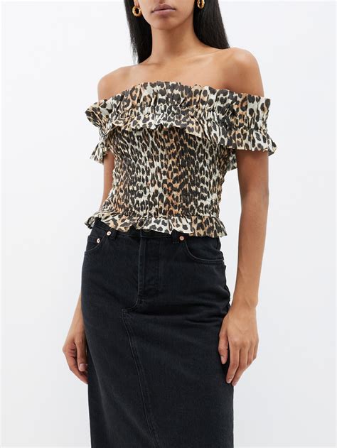 off shoulder leopard print top.